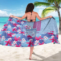 Hawaiian Tribal Manta Ray Sarong Kakau Tattoo and Flowers Surfing Waves Pattern Soft Color LT03 - Polynesian Pride