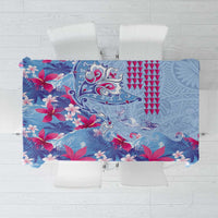 Hawaiian Tribal Manta Ray Tablecloth Kakau Tattoo and Flowers Surfing Waves Pattern Soft Color LT03 Multicolor - Polynesian Pride