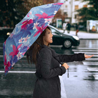 Hawaiian Tribal Manta Ray Umbrella Kakau Tattoo and Flowers Surfing Waves Pattern Soft Color LT03 - Polynesian Pride