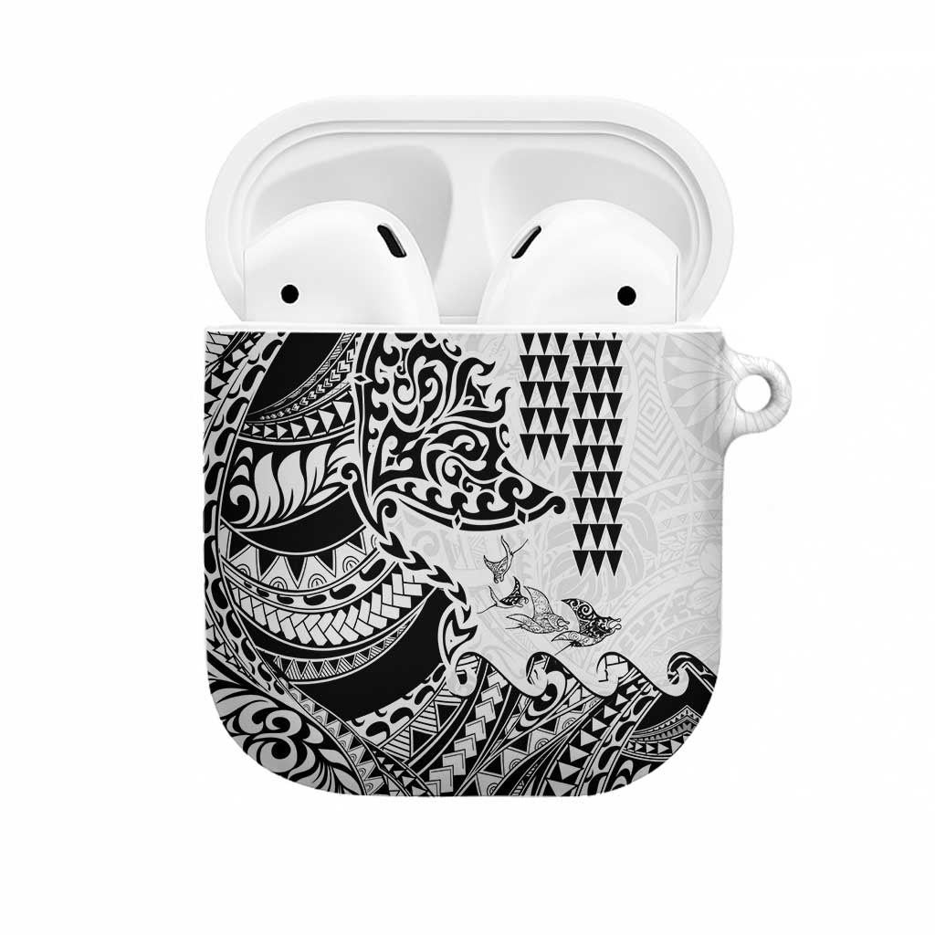 Hawaiian Tribal Manta Ray AirPods Case Kakau Tattoo and Polynesian Art Motif Pattern LT03 Multicolor - Polynesian Pride