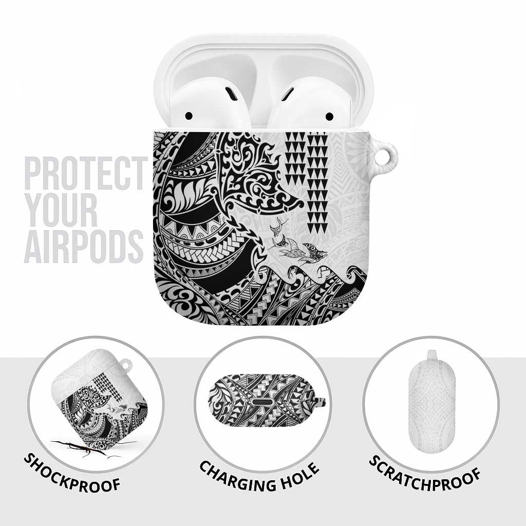 Hawaiian Tribal Manta Ray AirPods Case Kakau Tattoo and Polynesian Art Motif Pattern LT03 - Polynesian Pride