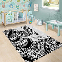 Hawaiian Tribal Manta Ray Area Rug Kakau Tattoo and Polynesian Art Motif Pattern