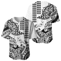 Hawaiian Tribal Manta Ray Baseball Jersey Kakau Tattoo and Polynesian Art Motif Pattern LT03 - Polynesian Pride