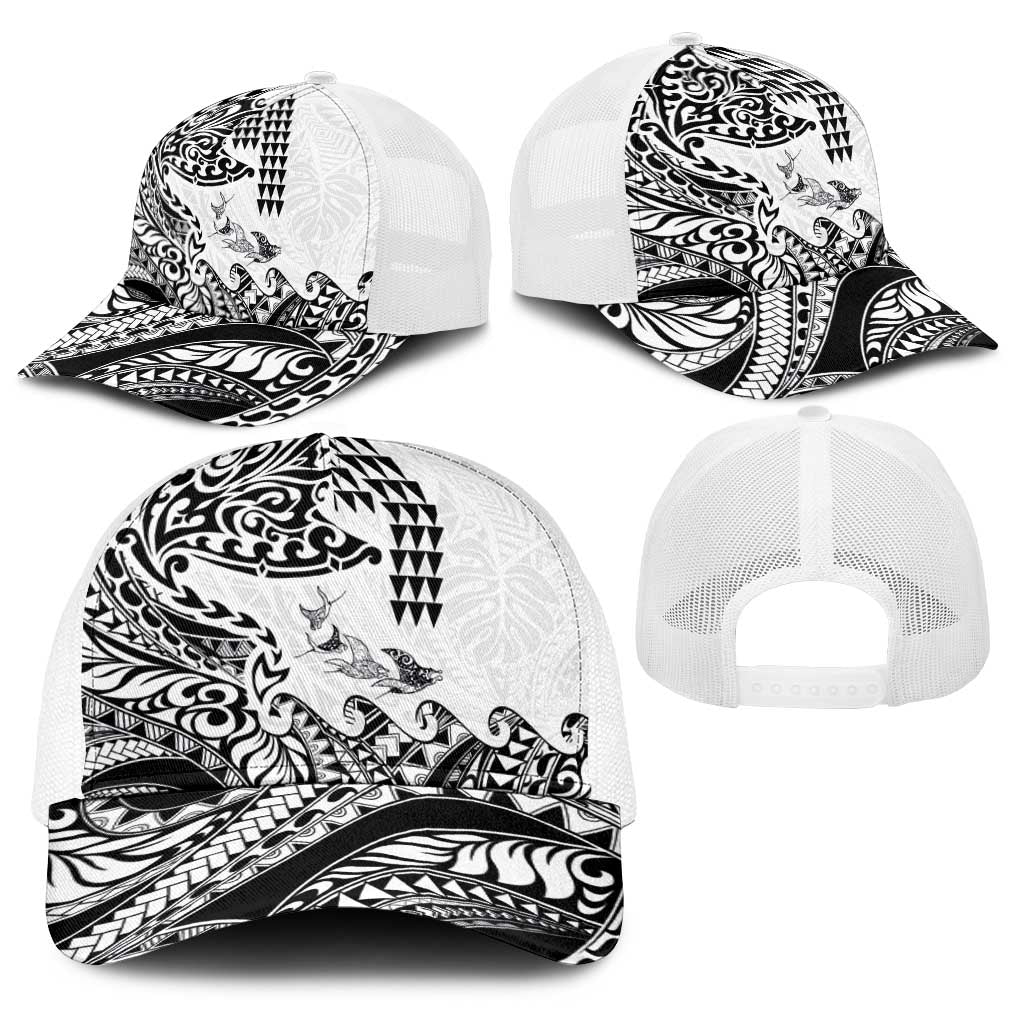 Hawaiian Tribal Manta Ray Baseball Net Cap Kakau Tattoo and Polynesian Art Motif Pattern LT03 - Polynesian Pride