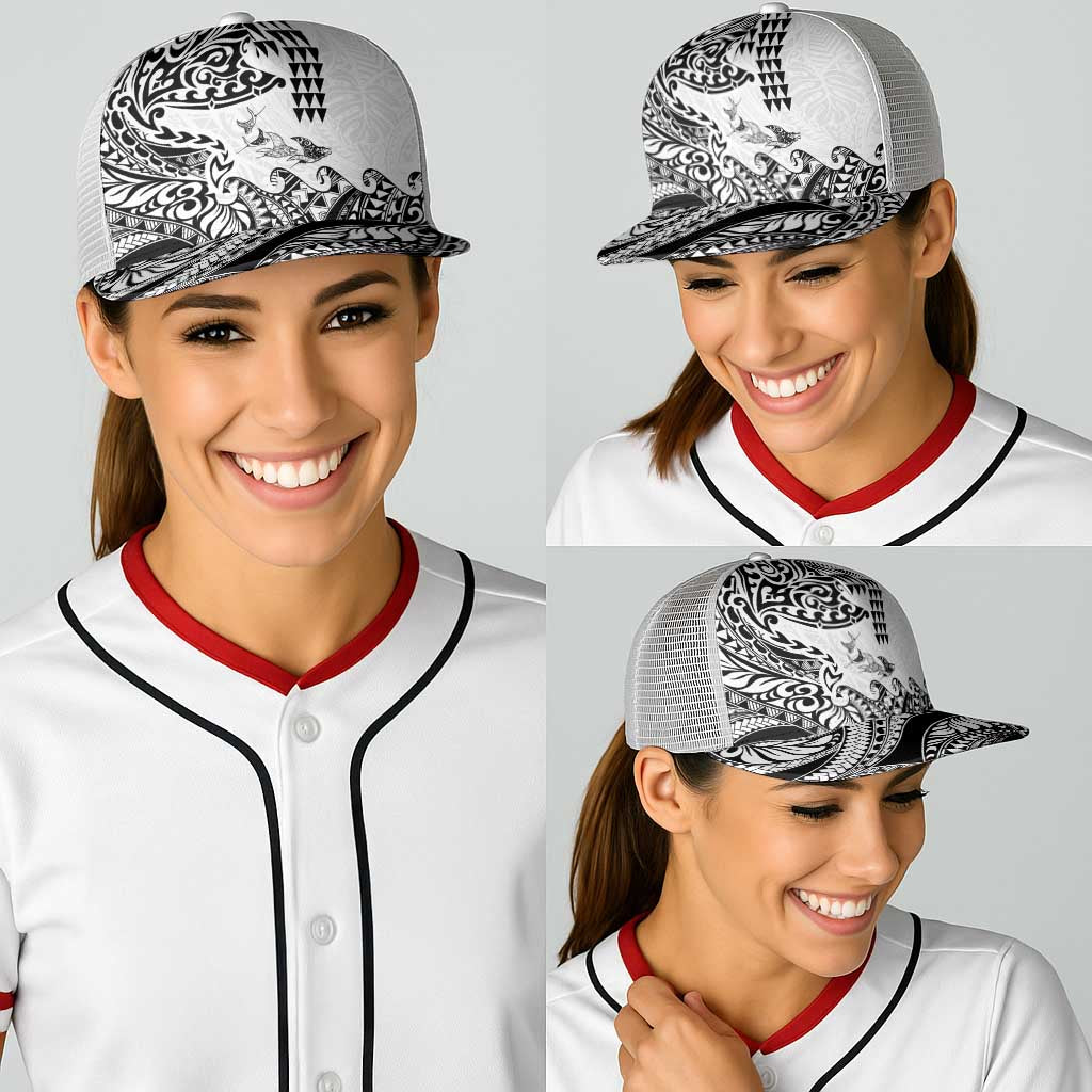 Hawaiian Tribal Manta Ray Baseball Net Cap Kakau Tattoo and Polynesian Art Motif Pattern LT03 - Polynesian Pride