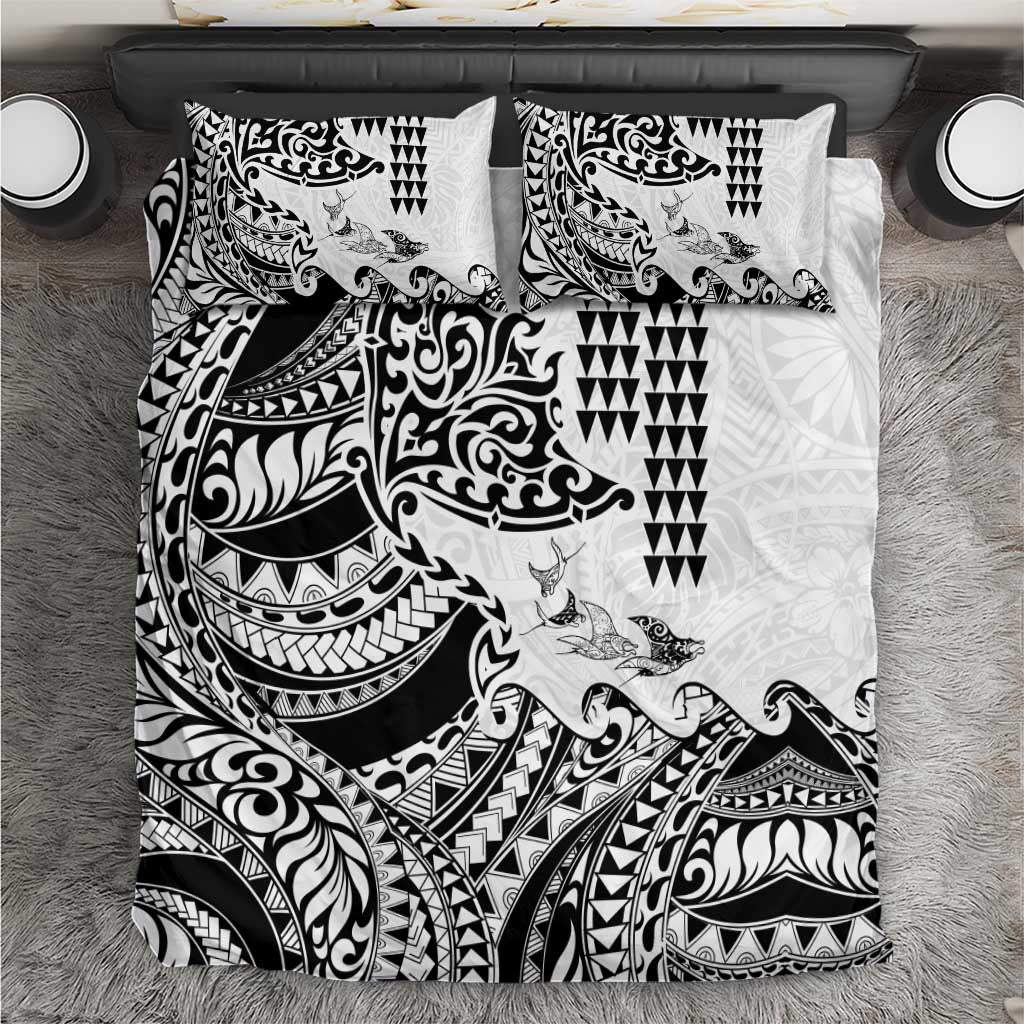 Hawaiian Tribal Manta Ray Bedding Set Kakau Tattoo and Polynesian Art Motif Pattern LT03 Multicolor - Polynesian Pride