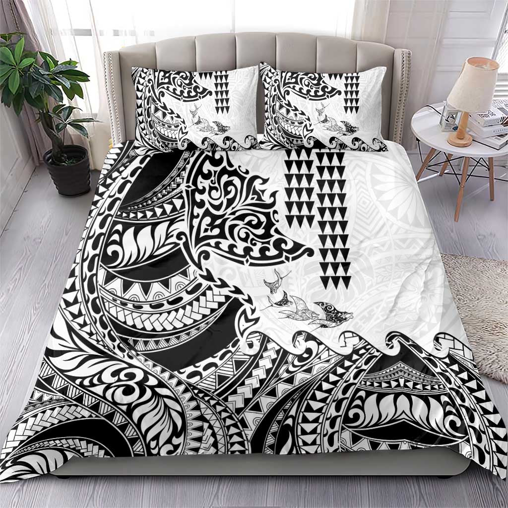 Hawaiian Tribal Manta Ray Bedding Set Kakau Tattoo and Polynesian Art Motif Pattern LT03 - Polynesian Pride