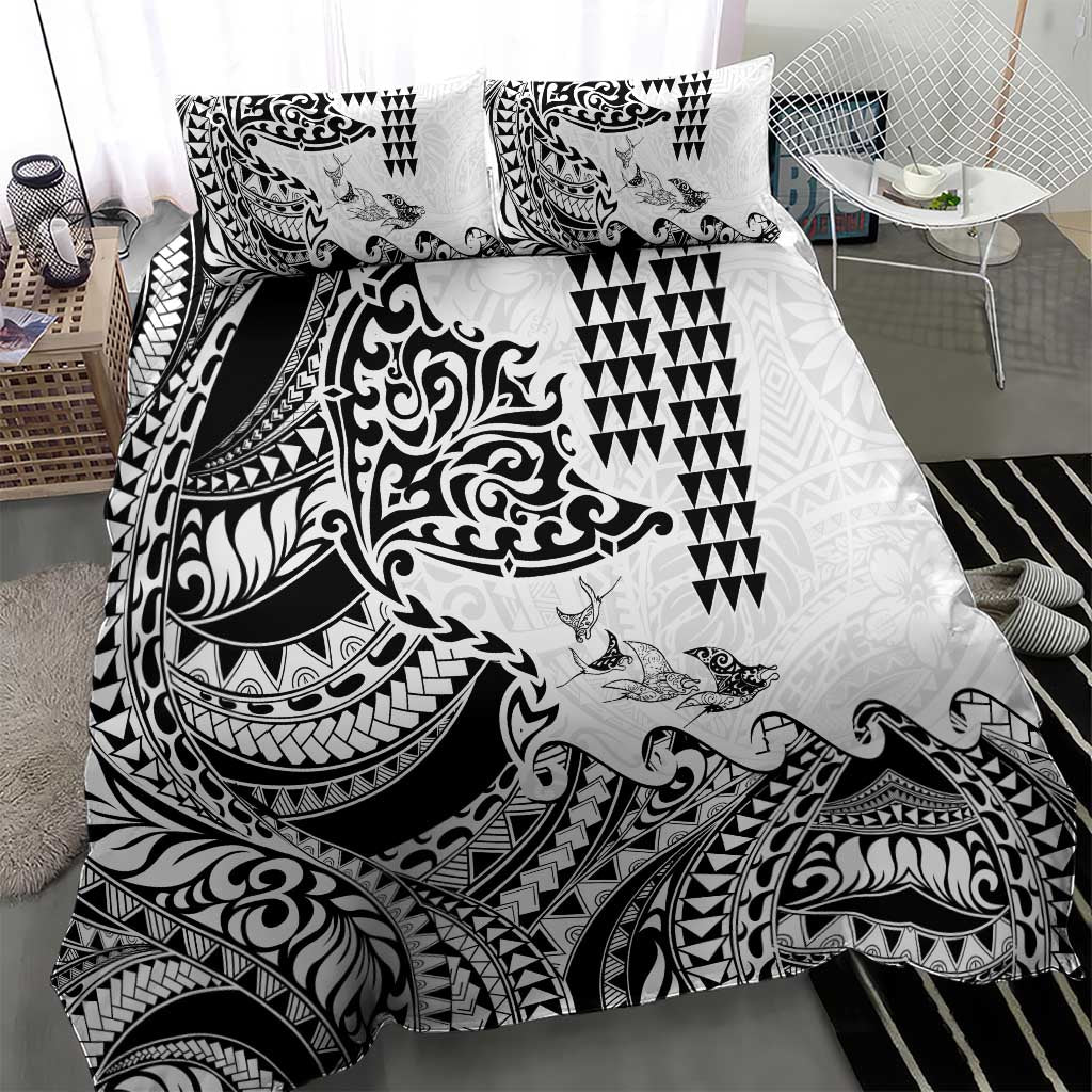Hawaiian Tribal Manta Ray Bedding Set Kakau Tattoo and Polynesian Art Motif Pattern LT03 - Polynesian Pride