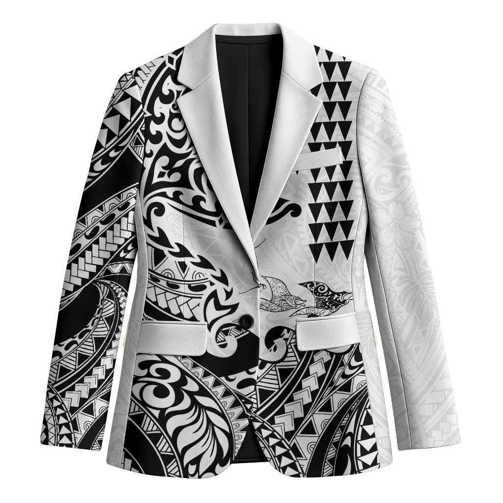 Hawaiian Tribal Manta Ray Blazer Kakau Tattoo and Polynesian Art Motif Pattern