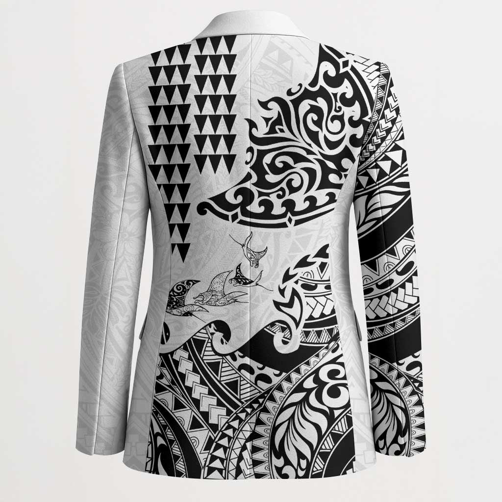 Hawaiian Tribal Manta Ray Blazer Kakau Tattoo and Polynesian Art Motif Pattern