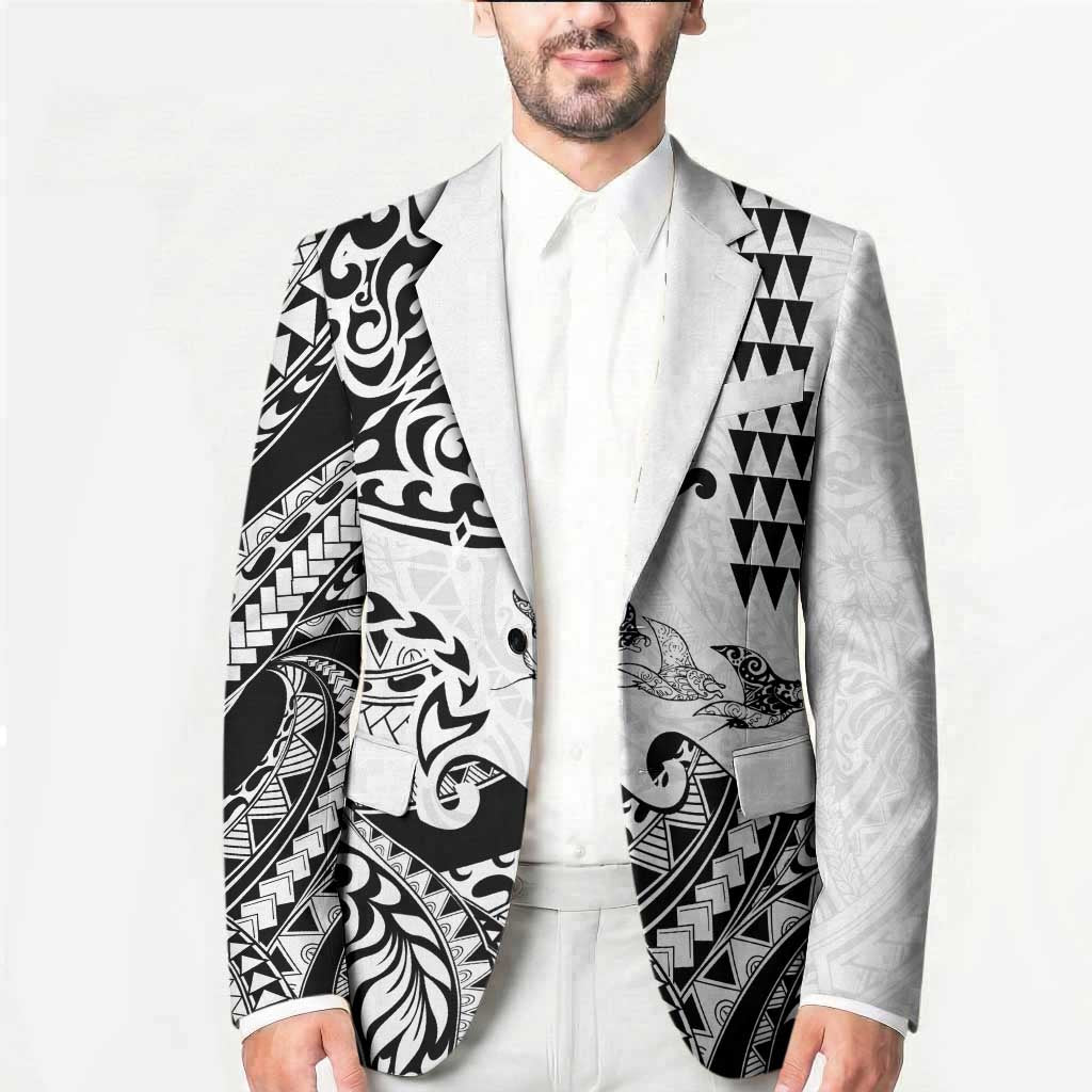 Hawaiian Tribal Manta Ray Blazer Kakau Tattoo and Polynesian Art Motif Pattern