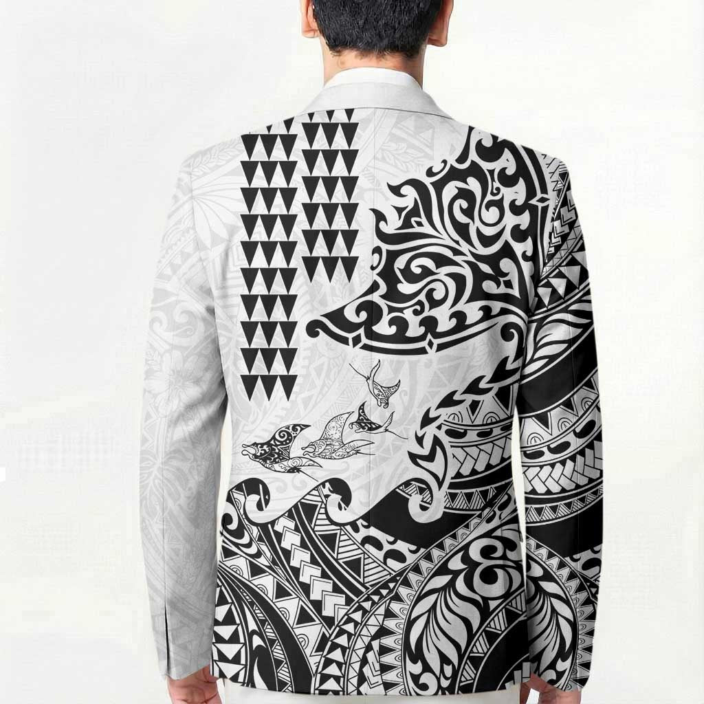 Hawaiian Tribal Manta Ray Blazer Kakau Tattoo and Polynesian Art Motif Pattern