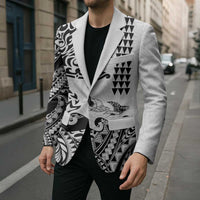Hawaiian Tribal Manta Ray Blazer Kakau Tattoo and Polynesian Art Motif Pattern