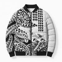 Hawaiian Tribal Manta Ray Bomber Puffer Jacket Kakau Tattoo and Polynesian Art Motif Pattern LT03 Unisex Multicolor - Polynesian Pride