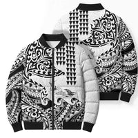 Hawaiian Tribal Manta Ray Bomber Puffer Jacket Kakau Tattoo and Polynesian Art Motif Pattern LT03 - Polynesian Pride