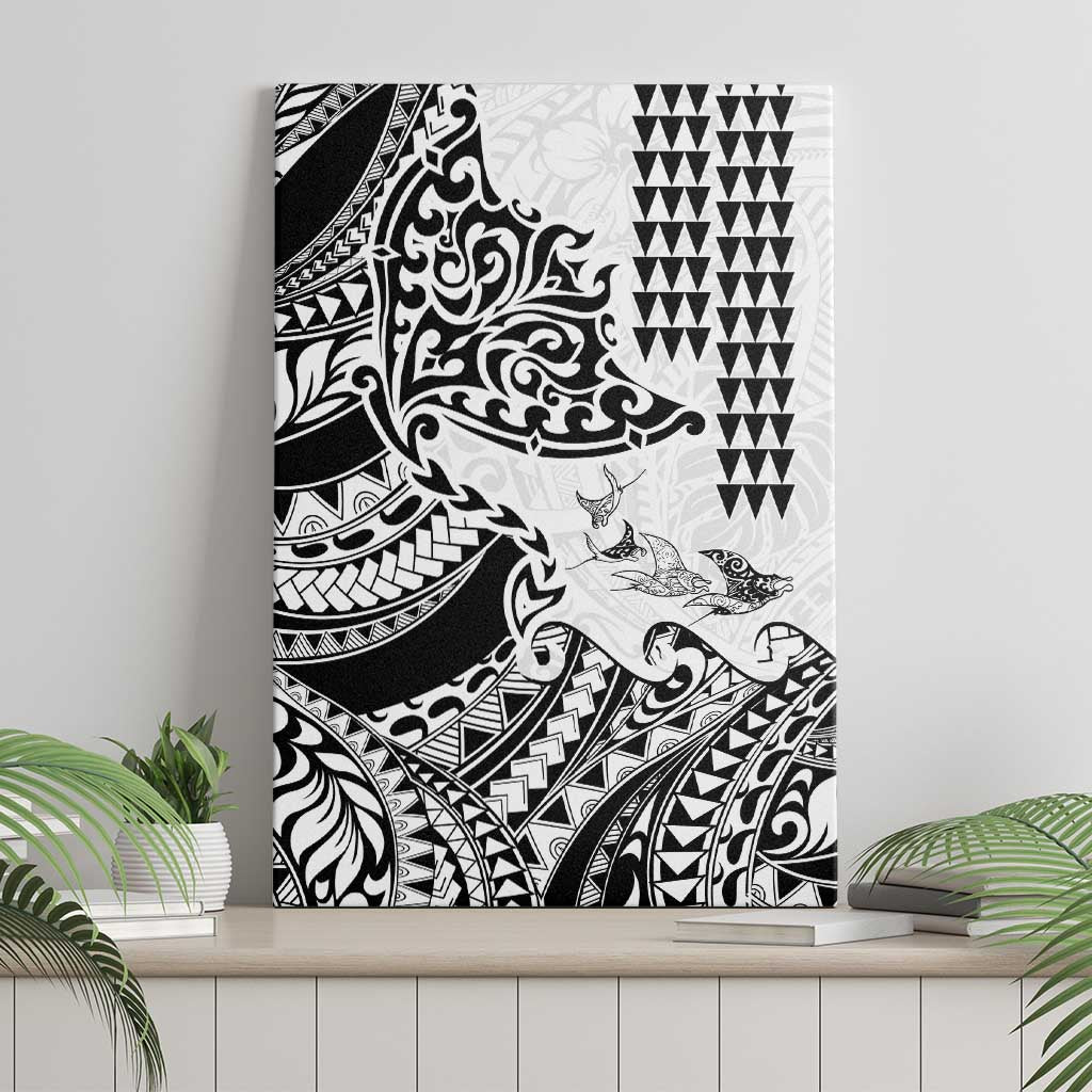 Hawaiian Tribal Manta Ray Canvas Wall Art Kakau Tattoo and Polynesian Art Motif Pattern LT03 - Polynesian Pride