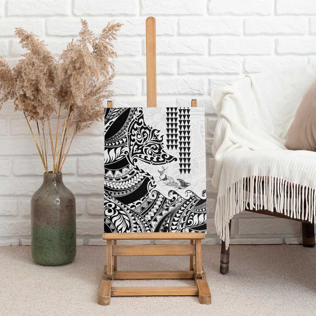 Hawaiian Tribal Manta Ray Canvas Wall Art Kakau Tattoo and Polynesian Art Motif Pattern LT03 - Polynesian Pride