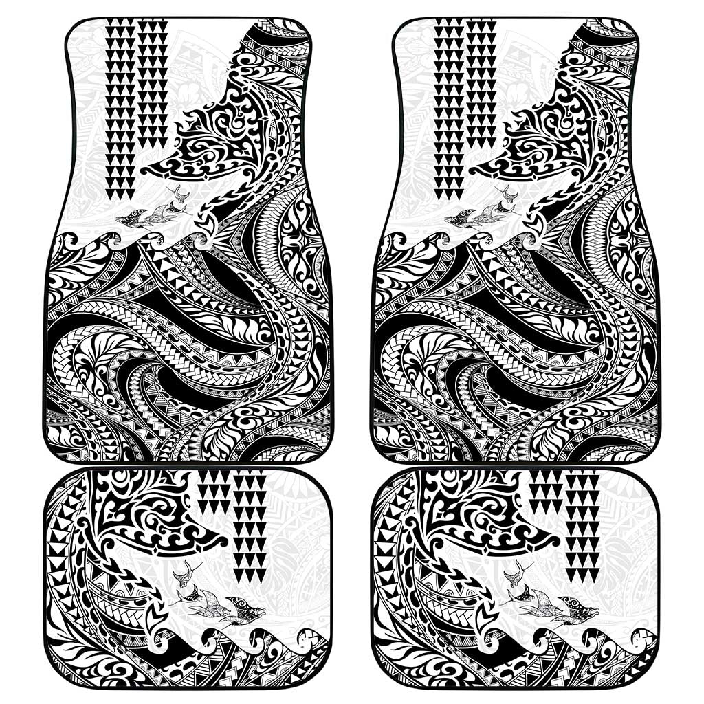 Hawaiian Tribal Manta Ray Car Mats Kakau Tattoo and Polynesian Art Motif Pattern LT03 - Polynesian Pride