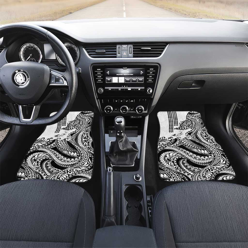 Hawaiian Tribal Manta Ray Car Mats Kakau Tattoo and Polynesian Art Motif Pattern LT03 Set 2pcs - Front Multicolor - Polynesian Pride