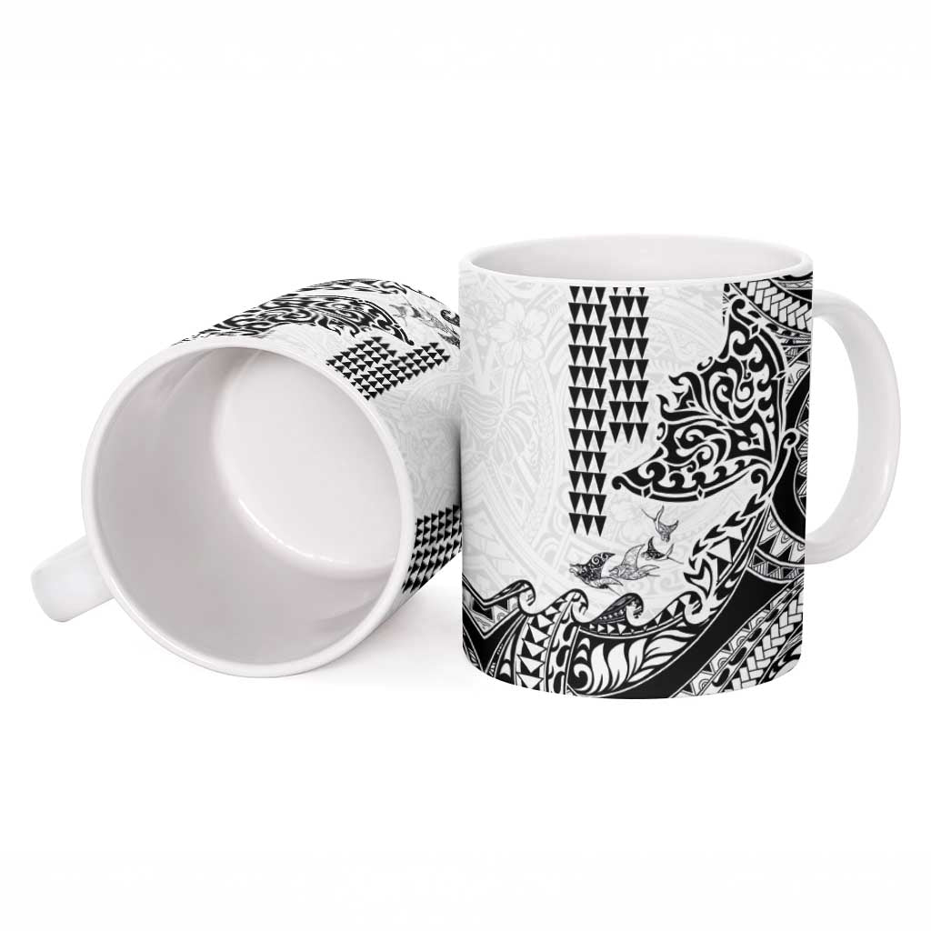 Hawaiian Tribal Manta Ray Ceramic Mug Kakau Tattoo and Polynesian Art Motif Pattern LT03 - Polynesian Pride