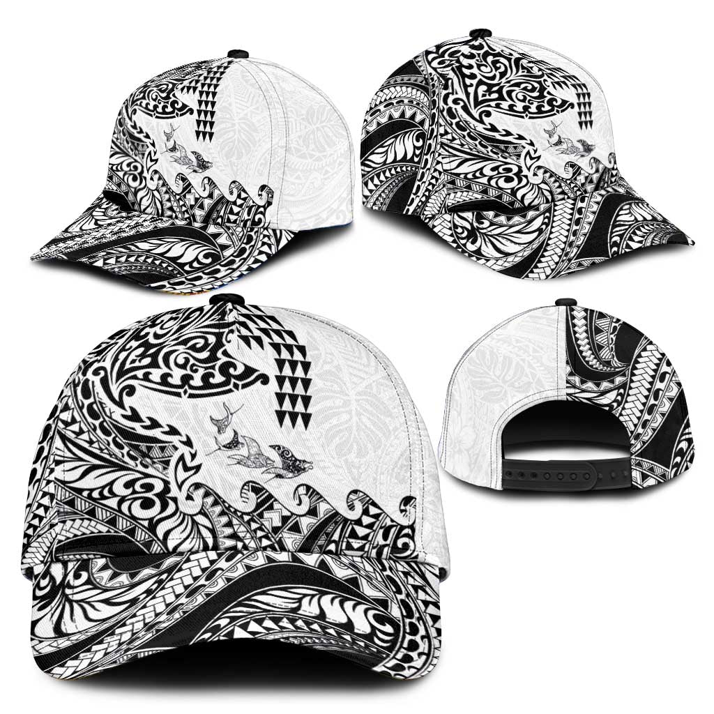 Hawaiian Tribal Manta Ray Classic Cap Kakau Tattoo and Polynesian Art Motif Pattern LT03 - Polynesian Pride