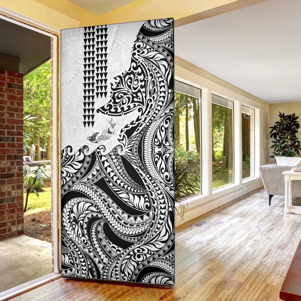 Hawaiian Tribal Manta Ray Door Cover Kakau Tattoo and Polynesian Art Motif Pattern