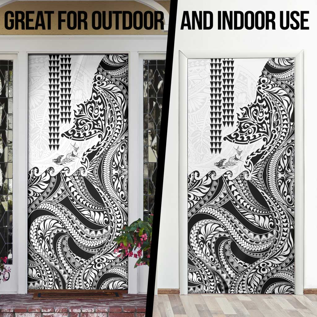 Hawaiian Tribal Manta Ray Door Cover Kakau Tattoo and Polynesian Art Motif Pattern