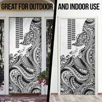 Hawaiian Tribal Manta Ray Door Cover Kakau Tattoo and Polynesian Art Motif Pattern
