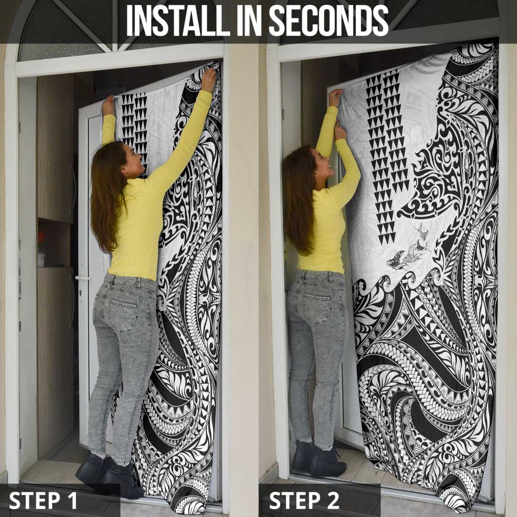 Hawaiian Tribal Manta Ray Door Cover Kakau Tattoo and Polynesian Art Motif Pattern