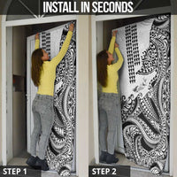 Hawaiian Tribal Manta Ray Door Cover Kakau Tattoo and Polynesian Art Motif Pattern