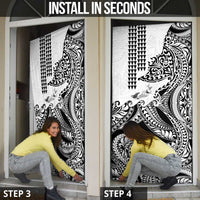 Hawaiian Tribal Manta Ray Door Cover Kakau Tattoo and Polynesian Art Motif Pattern