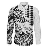 Hawaiian Tribal Manta Ray Family Matching Short Sleeve Bodycon Dress and Hawaiian Shirt Kakau Tattoo and Polynesian Art Motif Pattern