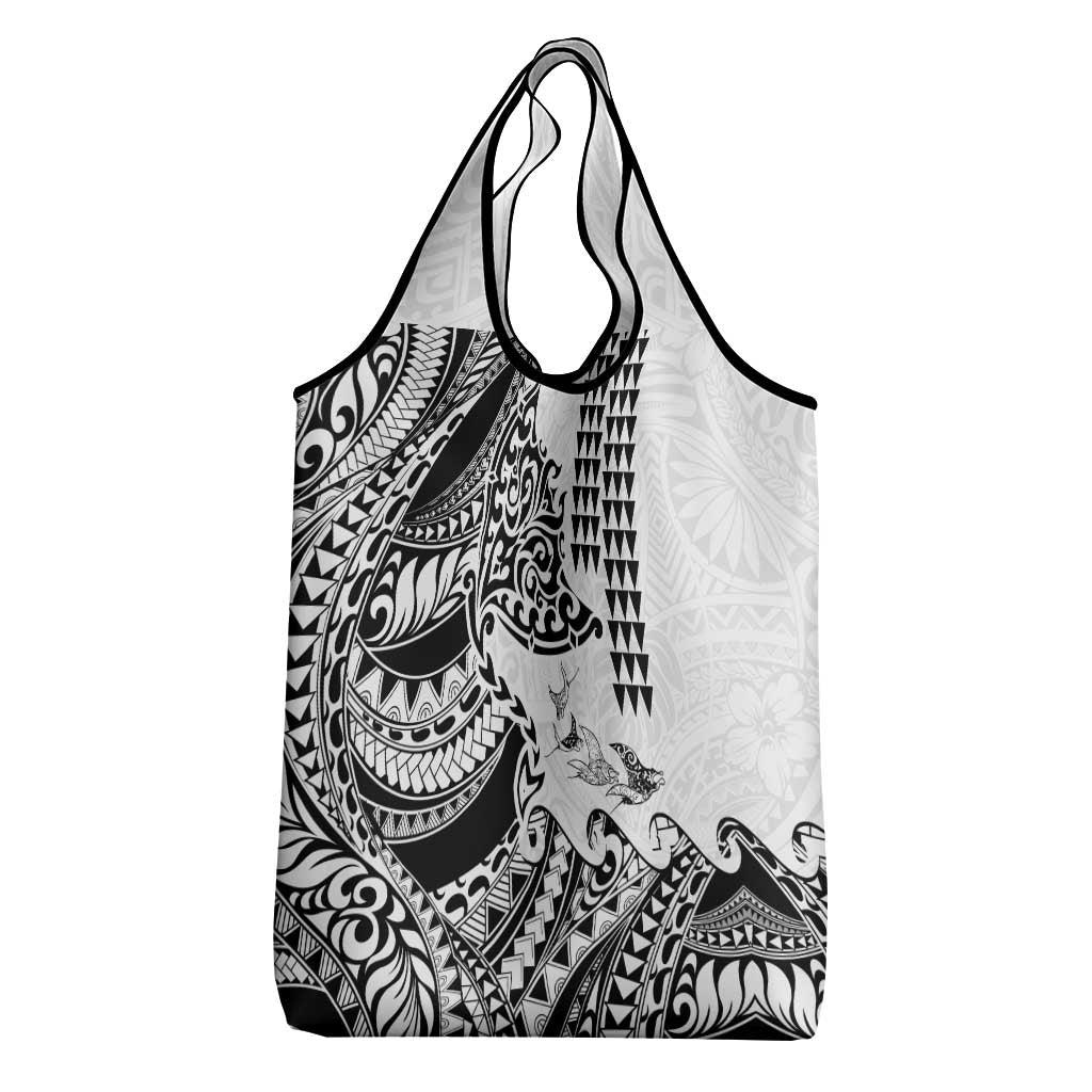 Hawaiian Tribal Manta Ray Grocery Bag Kakau Tattoo and Polynesian Art Motif Pattern LT03 - Polynesian Pride