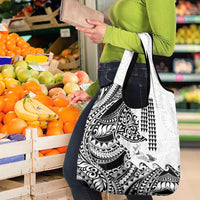Hawaiian Tribal Manta Ray Grocery Bag Kakau Tattoo and Polynesian Art Motif Pattern LT03 - Polynesian Pride