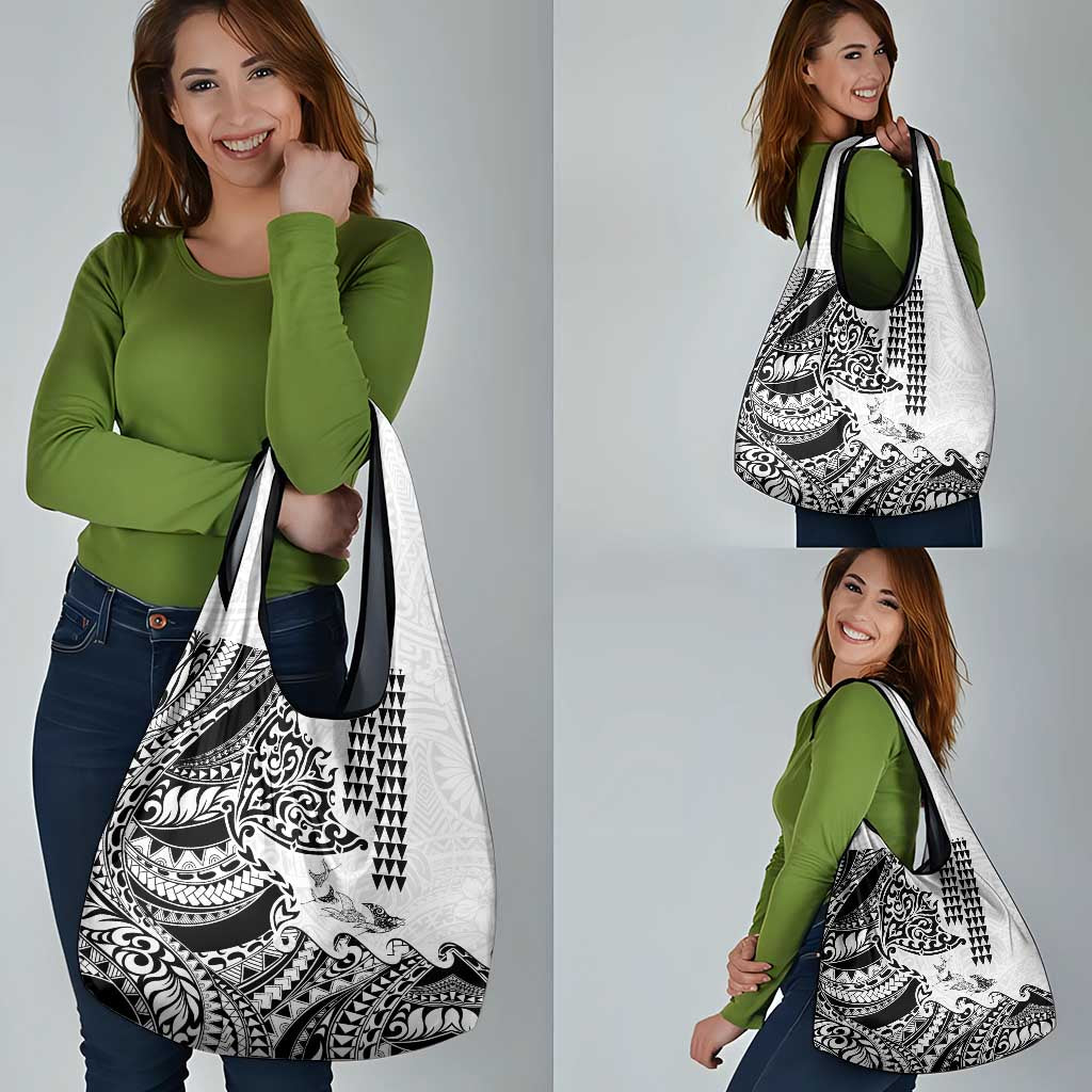 Hawaiian Tribal Manta Ray Grocery Bag Kakau Tattoo and Polynesian Art Motif Pattern LT03 - Polynesian Pride