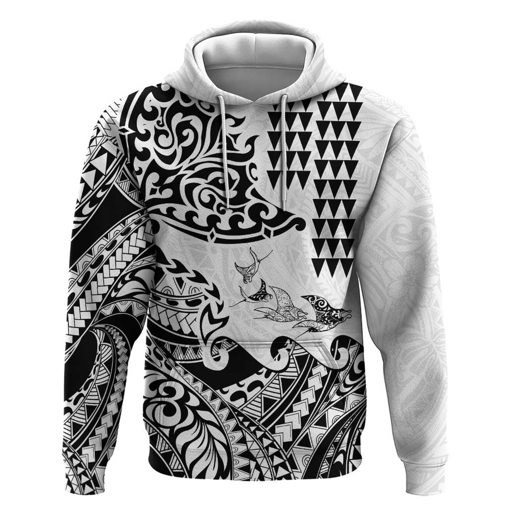 Hawaiian Tribal Manta Ray Hoodie Kakau Tattoo and Polynesian Art Motif Pattern LT03 Pullover Hoodie Multicolor - Polynesian Pride