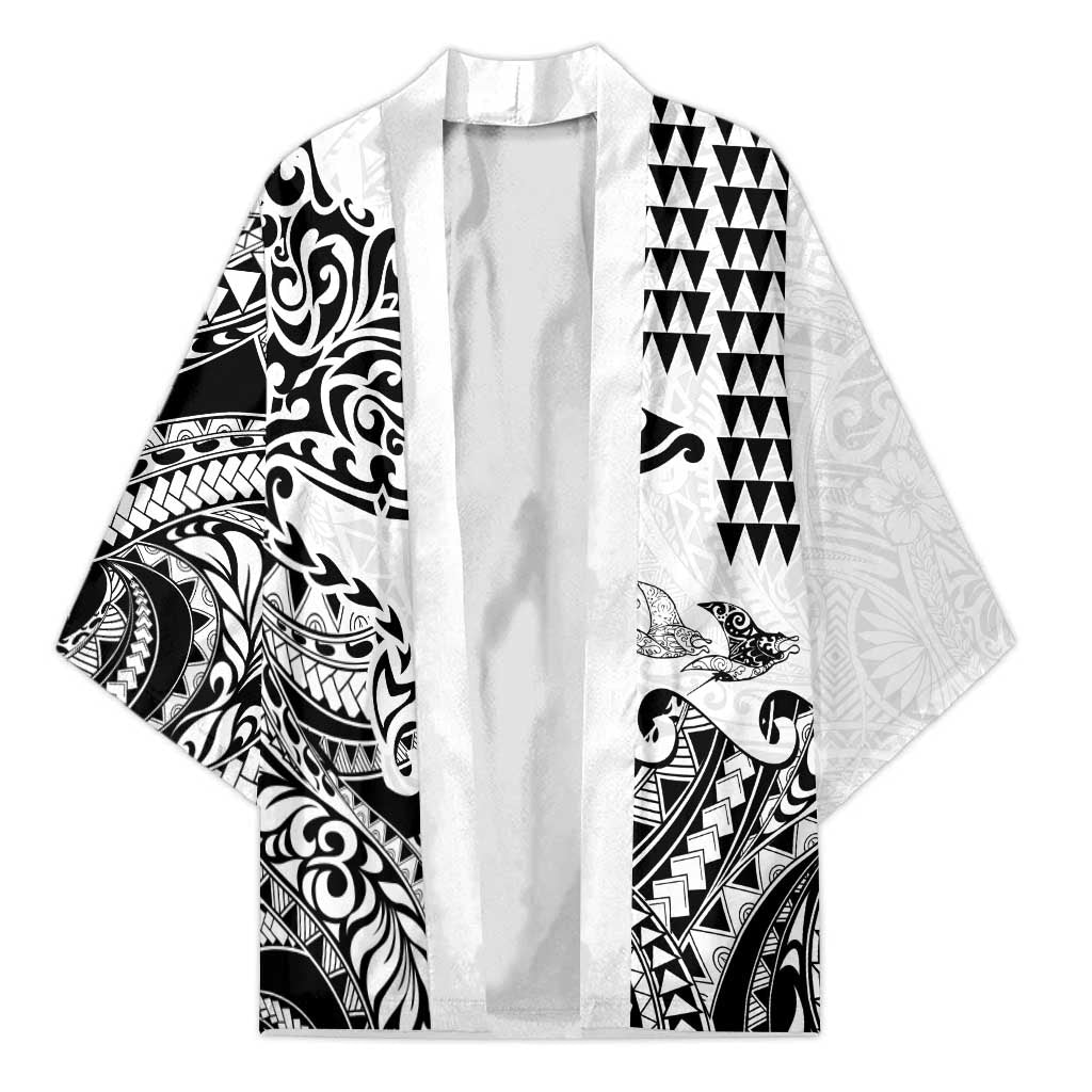 Hawaiian Tribal Manta Ray Kimono Kakau Tattoo and Polynesian Art Motif Pattern LT03 Unisex Multicolor - Polynesian Pride