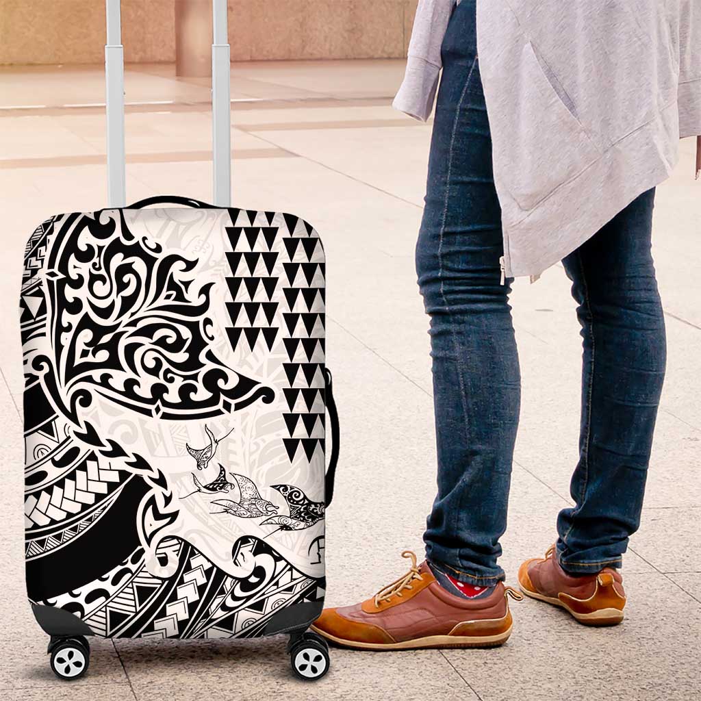 Hawaiian Tribal Manta Ray Luggage Cover Kakau Tattoo and Polynesian Art Motif Pattern LT03 Multicolor - Polynesian Pride
