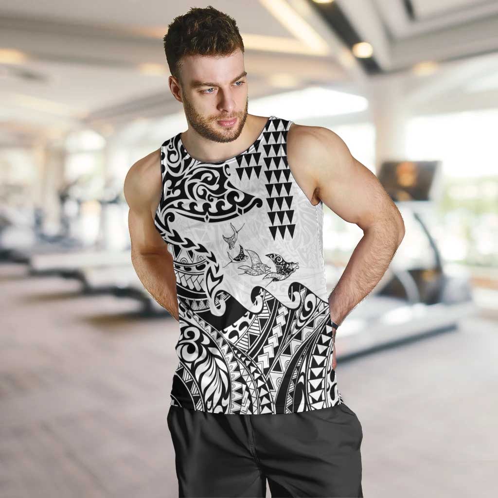 Hawaiian Tribal Manta Ray Men Tank Top Kakau Tattoo and Polynesian Art Motif Pattern LT03 Multicolor - Polynesian Pride