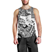 Hawaiian Tribal Manta Ray Men Tank Top Kakau Tattoo and Polynesian Art Motif Pattern