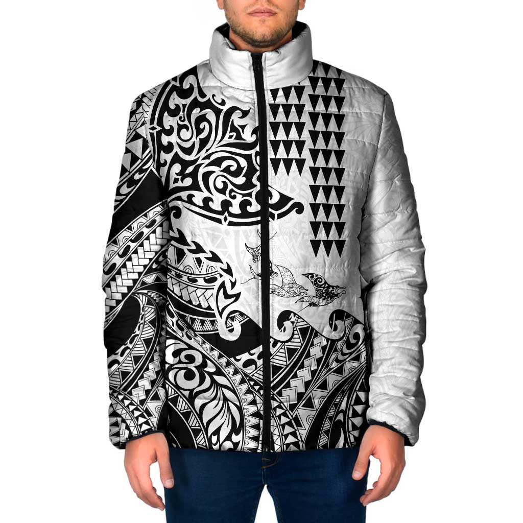 Hawaiian Tribal Manta Ray Padded Jacket Kakau Tattoo and Polynesian Art Motif Pattern LT03 Men Multicolor - Polynesian Pride