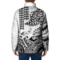 Hawaiian Tribal Manta Ray Padded Jacket Kakau Tattoo and Polynesian Art Motif Pattern LT03 - Polynesian Pride