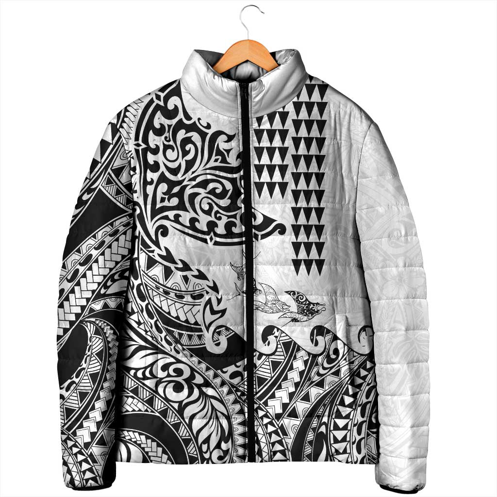 Hawaiian Tribal Manta Ray Padded Jacket Kakau Tattoo and Polynesian Art Motif Pattern LT03 - Polynesian Pride