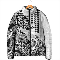 Hawaiian Tribal Manta Ray Padded Jacket Kakau Tattoo and Polynesian Art Motif Pattern LT03 - Polynesian Pride