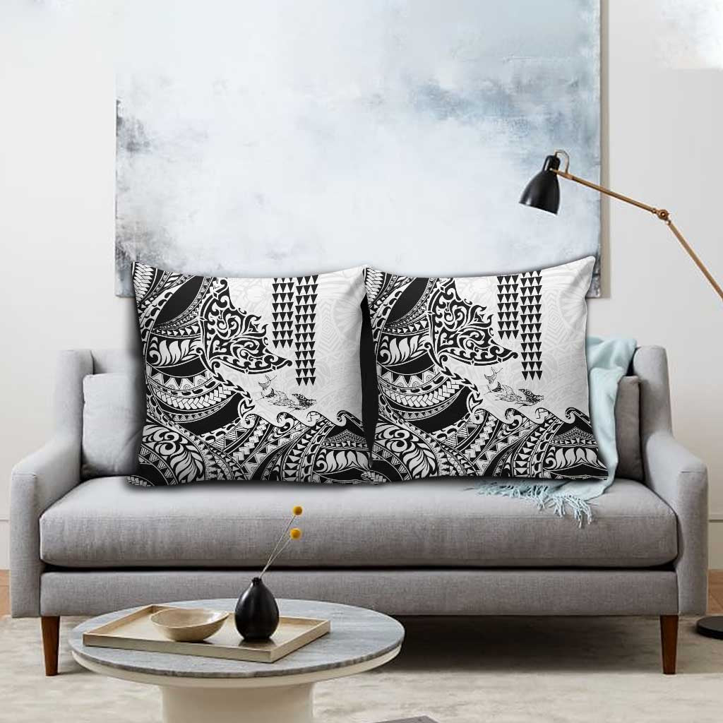 Hawaiian Tribal Manta Ray Pillow Cover Kakau Tattoo and Polynesian Art Motif Pattern LT03 - Polynesian Pride