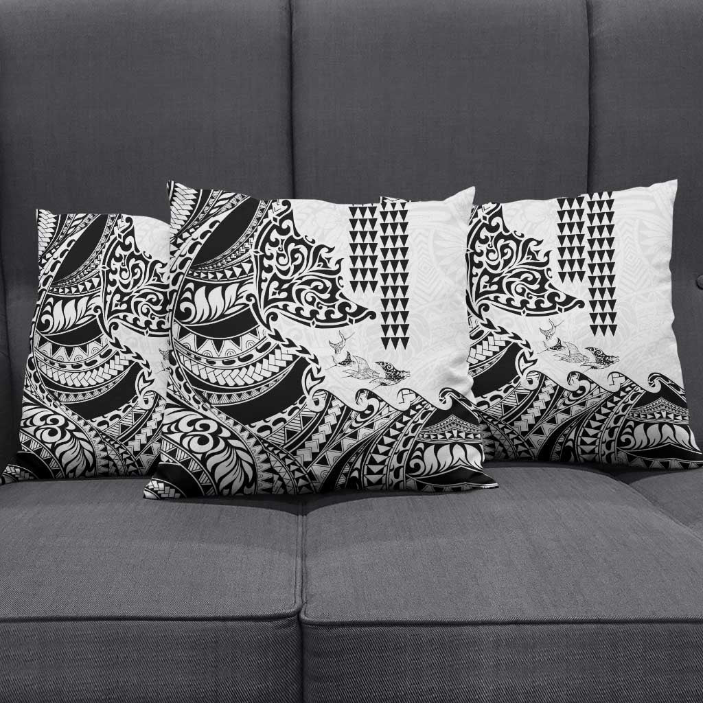 Hawaiian Tribal Manta Ray Pillow Cover Kakau Tattoo and Polynesian Art Motif Pattern LT03 - Polynesian Pride