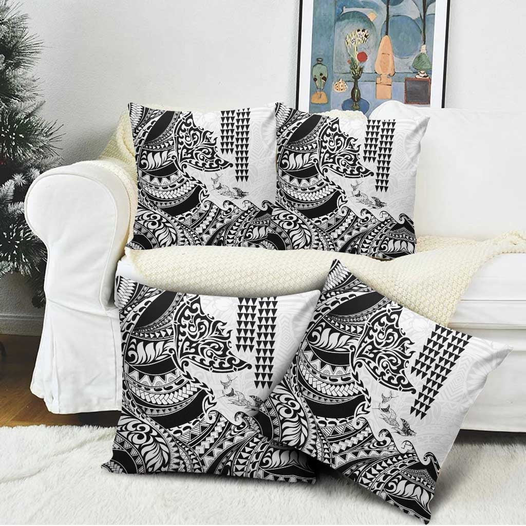 Hawaiian Tribal Manta Ray Pillow Cover Kakau Tattoo and Polynesian Art Motif Pattern LT03 - Polynesian Pride