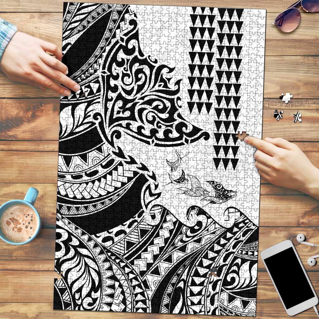 Hawaiian Tribal Manta Ray Puzzle Kakau Tattoo and Polynesian Art Motif Pattern LT03 Multicolor - Polynesian Pride