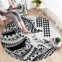 Hawaiian Tribal Manta Ray Round Carpet Kakau Tattoo and Polynesian Art Motif Pattern LT03 - Polynesian Pride