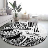 Hawaiian Tribal Manta Ray Round Carpet Kakau Tattoo and Polynesian Art Motif Pattern LT03 - Polynesian Pride